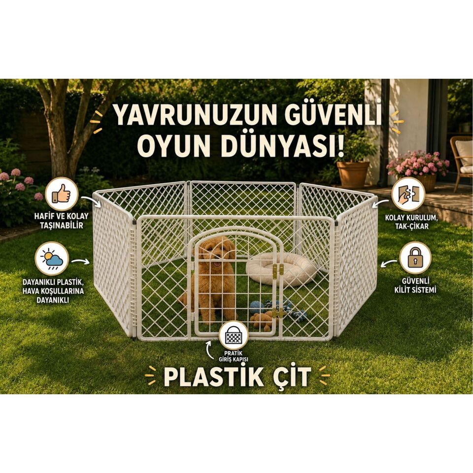 Bordo Pet Pet Butik Plastik Çit 6 Panel