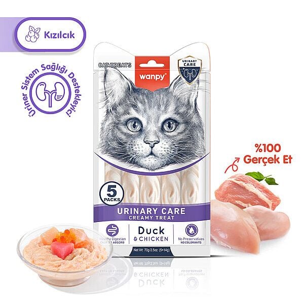 Wanpy Pıwp-098 Urınary Care Ördekli & Tavuklu Kedi Kreması 5x14 Gr 12'li