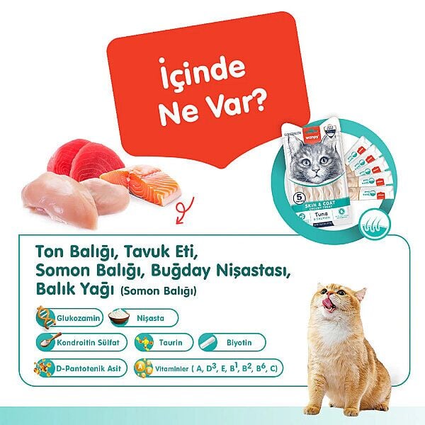 Wanpy Pıwp-099 Skın & Coat Ton Balıklı & Somonlu Kedi Kreması 5x14 Gr 12'li