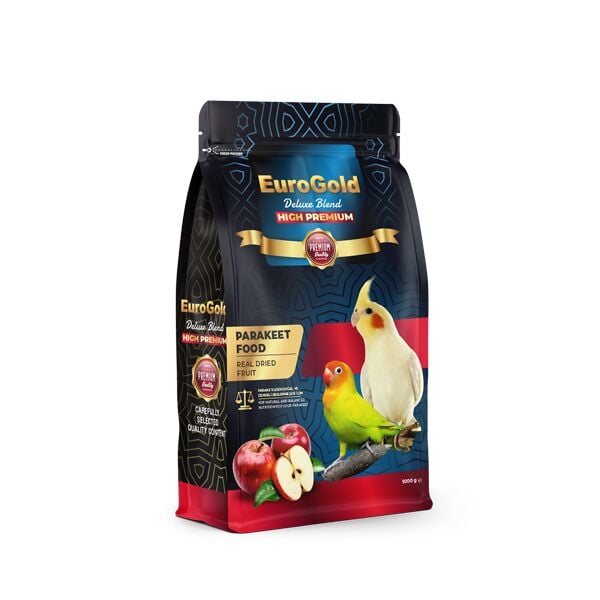 Eurogold 451-3079 Deluxe Blend Gerçek Elmalı Premium Paraket Yemi 1 Kg 6'lı