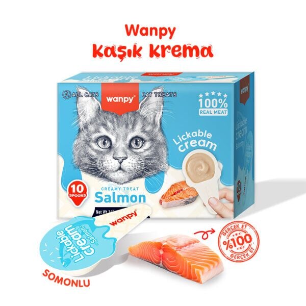Pıwp-164 Wanpy Somonlu Kaşıklı Kedi Ödül Kreması 16 Gr × 10 Adet